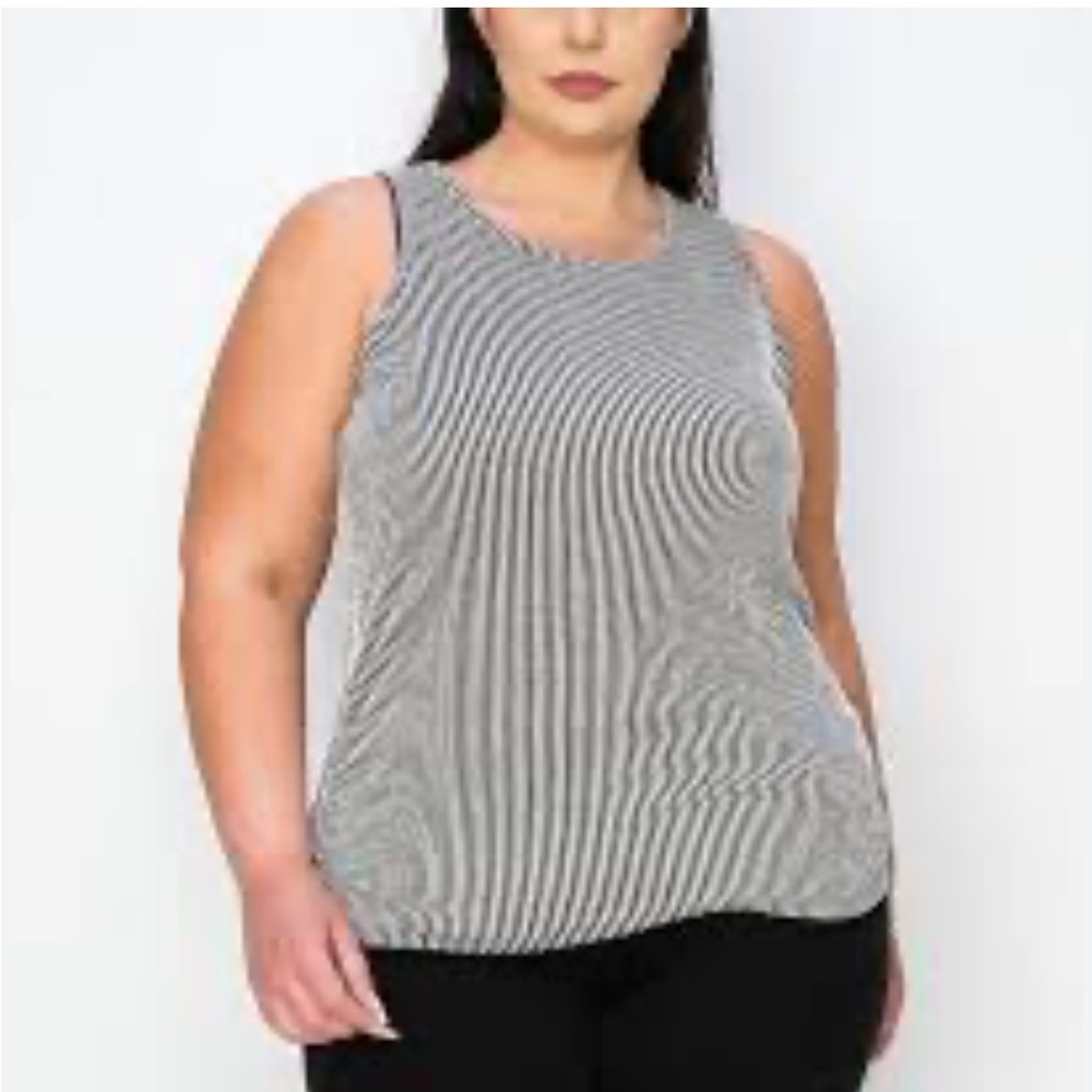 Striped Sleeveless Top‎ - Black and White